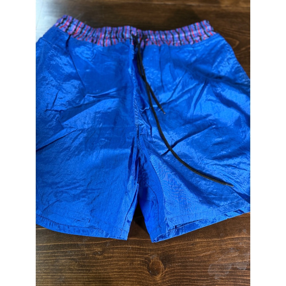 VTG‎ Pro Spirit Mens Blue Nylon Swim Trunks Shorts Large 90s Striped Waistband